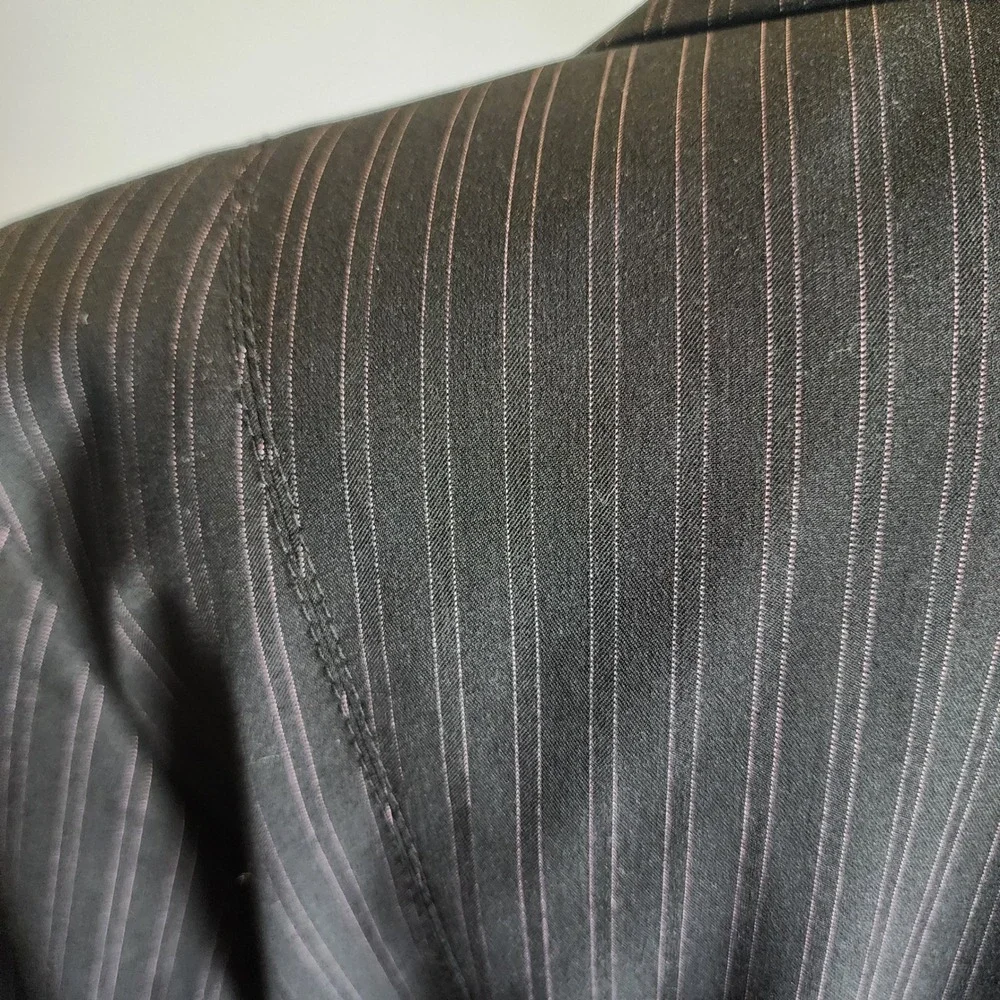 Worthington Pinstripe Skirt Suit Set Womens 12 Gray A-Line Office Business Work